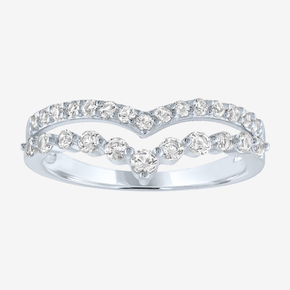 Brand New Tiara White Genuine Sapphires Sterling Silver Cocktail Genuine Ring 7
